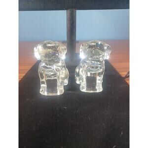 1940’s Federal Pressed Glass Mopey Puppy Dog/ Puppy Lot Of 2 Figurine Vintage